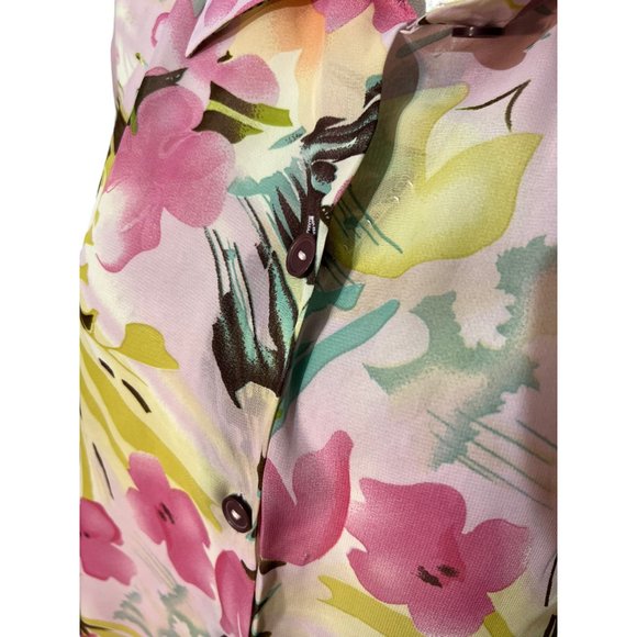 Alyn Paige 3XL Pastel Floral Chiffon Lightweight Button Up Blouse 22/24 - Picture 3 of 4